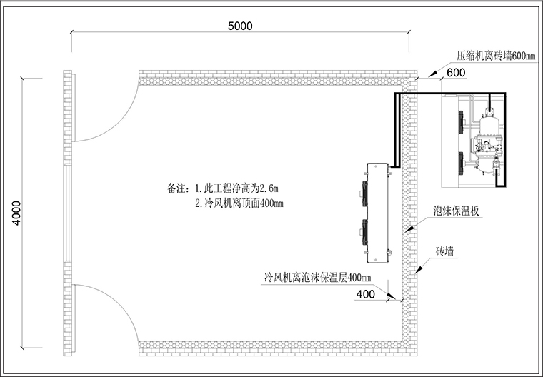 甘南舟曲豬肉冷凍庫(kù)20平米平面布置圖